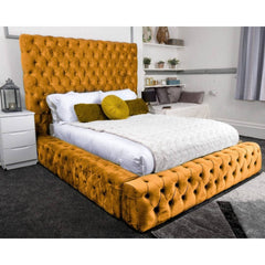Ambassador Bed - Velvet Fabric Bed Frame - 4 Sizes -13 Colours