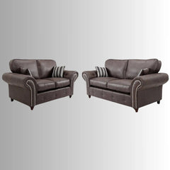 Oakland Leather 3+2 Sofa Set (Dark Brown)