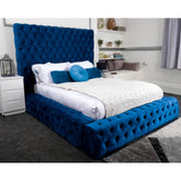 Ambassador Bed - Velvet Fabric Bed Frame - 4 Sizes -13 Colours