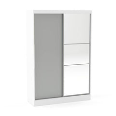Lynx 2 Door Sliding Mirrored Wardrobe in White