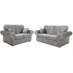 Oakland Full Back 3+2 Sofa Set in Grey Velvet