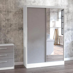Lynx 2 Door Sliding Mirrored Wardrobe in White