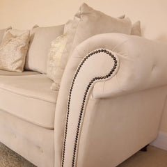 Oakland Scatter Back Velvet Corner Sofa in Beige or Grey Velvet