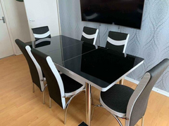 Black & White Turkish Style Dining Table & Chair